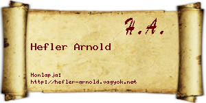 Hefler Arnold névjegykártya